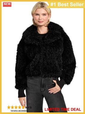 GUESS Flavie Teddy Faux Fur Cropped Jacket